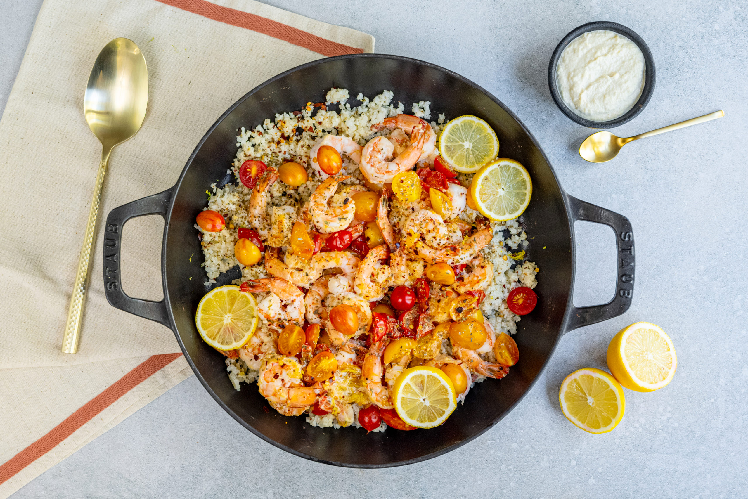 Cauliflower Rice Shrimp Alfredo - BeingBrigid