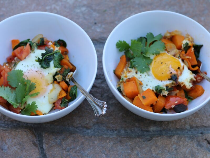 Butternut Squash Hash with Eggs Over Easy
