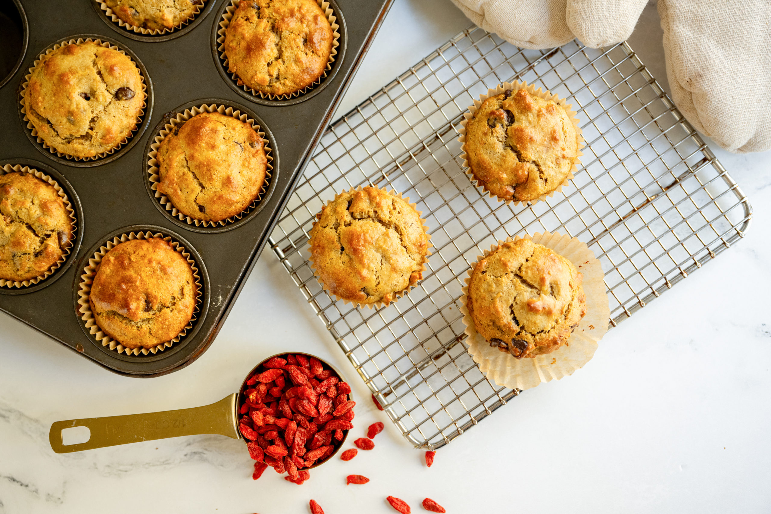 Chocolate Chip Goji Berry Gluten-Free Muffins by BeingBrigid Functional Nutrition Brigid Titgemeier