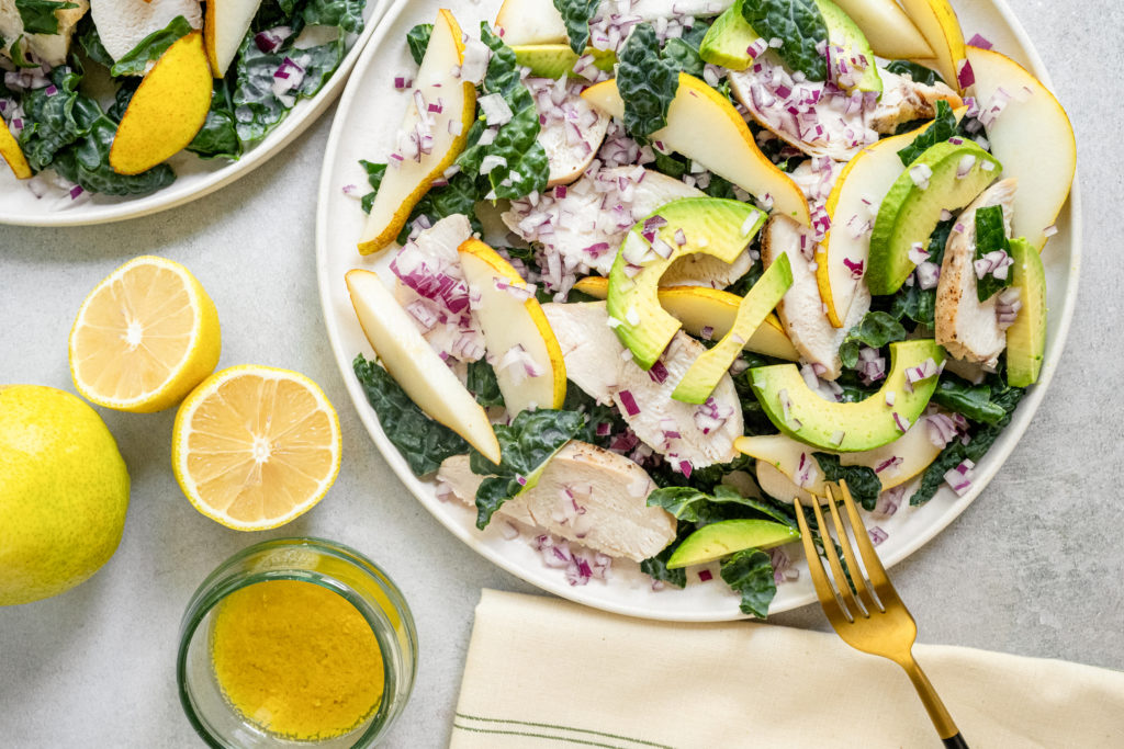 Kale Pear & Lemon Chicken Salad BeingBrigid Functional Nutrition Brigid Titgemeier