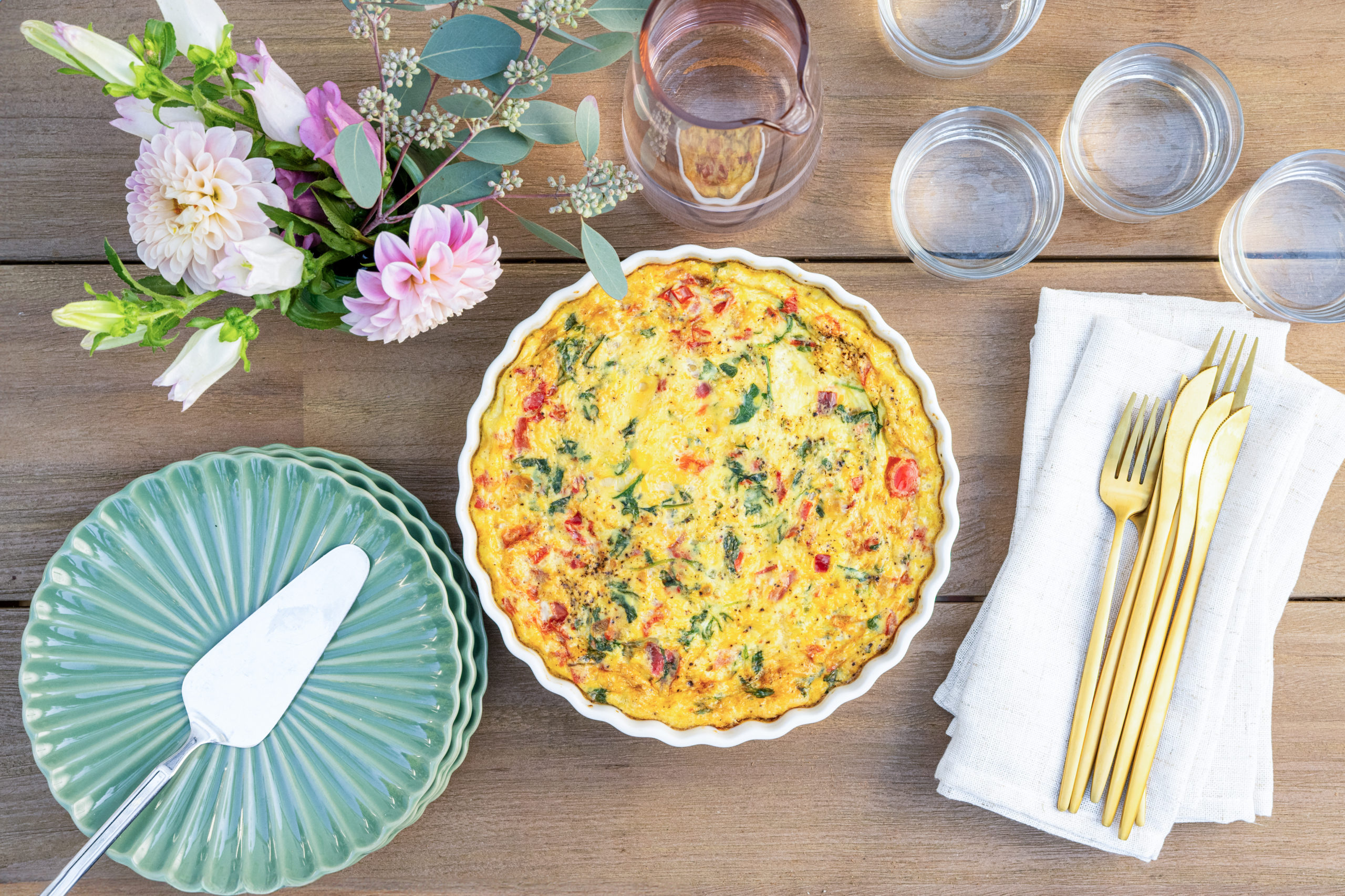 Arugula Crustless Quiche Recipe BeingBrigid Functional Nutrition by Brigid Titgemeier