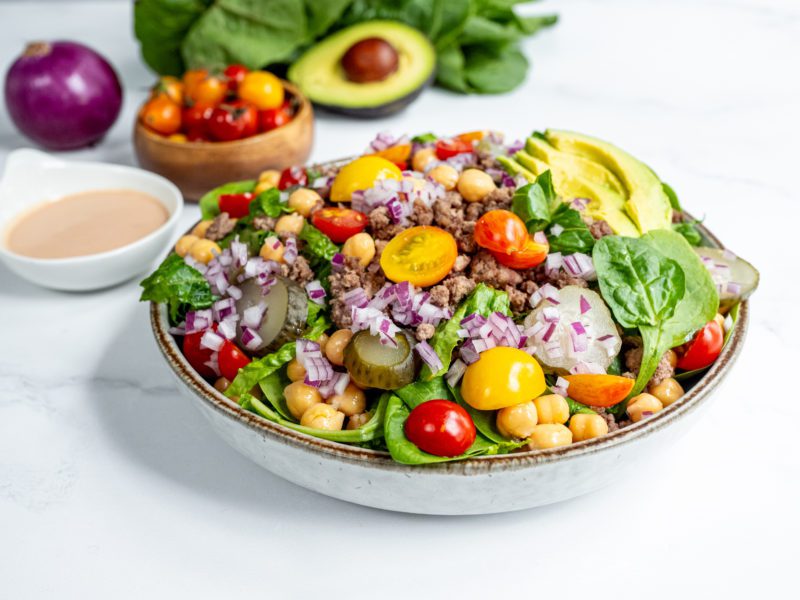 Burger Salad by BeingBrigid Functional Nutrition Brigid Titgemeier