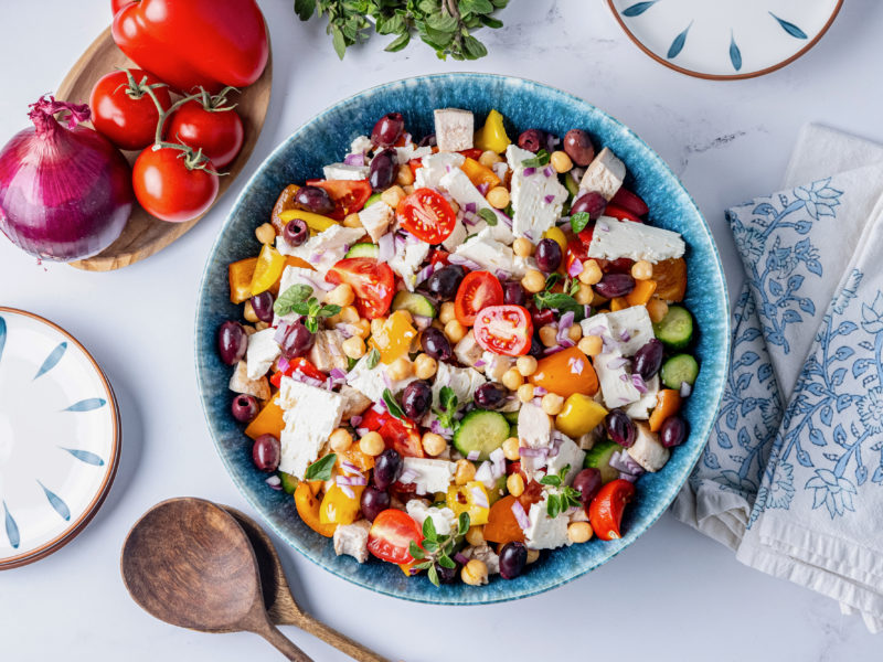 Greek Salad with Chicken BeingBrigid Functional Nutrition Brigid Titgemeier